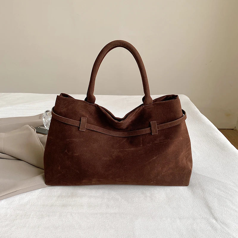 Chic Suede Tote- Suede Leather