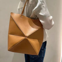 Puzzle Fold Tote Bag - Genuine Leather