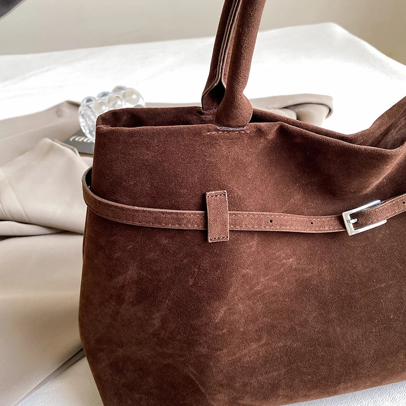 Chic Suede Tote- Suede Leather